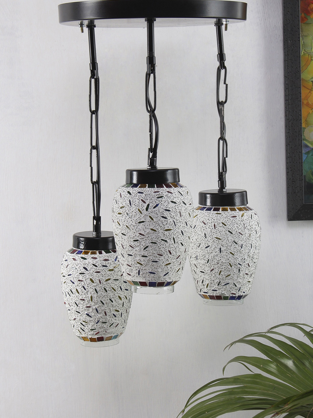 Devansh Multicoloured Solid Traditional Cluster Lamp