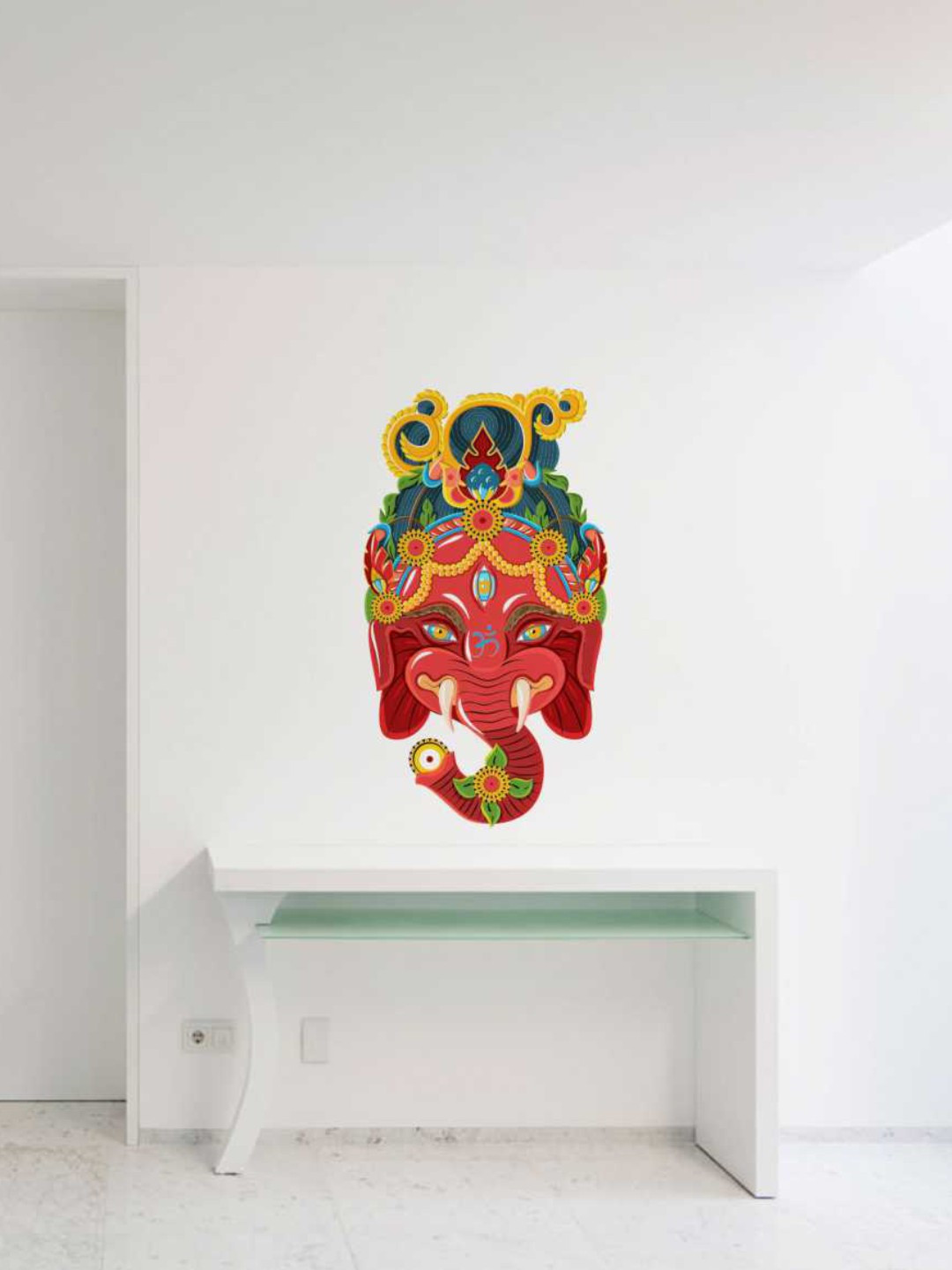 rawpockets Multicolored Colorful Ganesha Wall Sticker