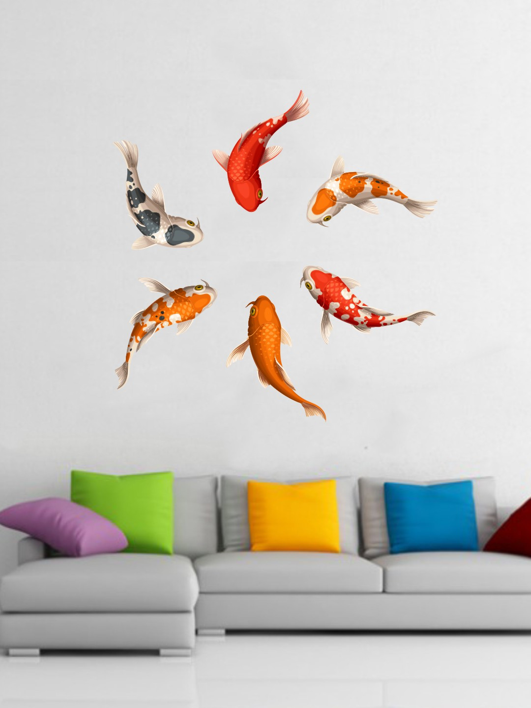 rawpockets Yellow & Orange Colorful Fish Wall Sticker