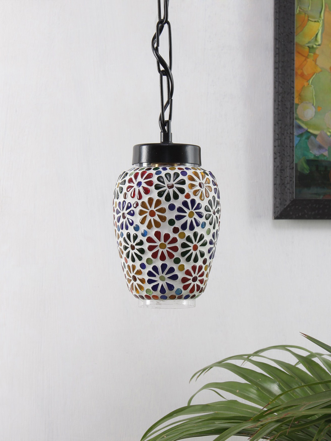 Devansh Multicoloured Solid Mosaic Glass Hanging Light