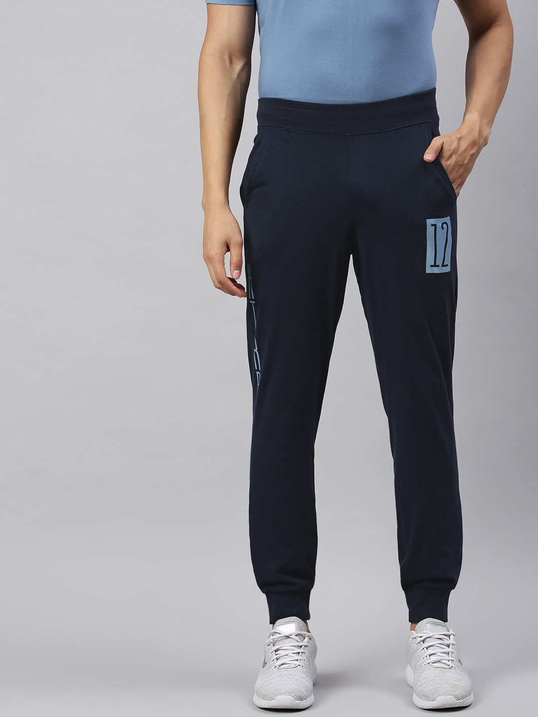 Huetrap Men Navy Blue Solid Regular Fit Sustainable Joggers