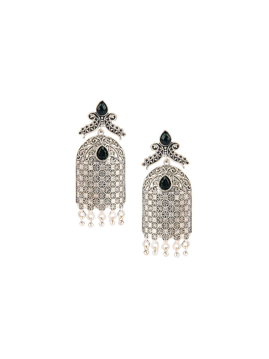 DESI COLOUR Silver-Toned Contemporary Studs