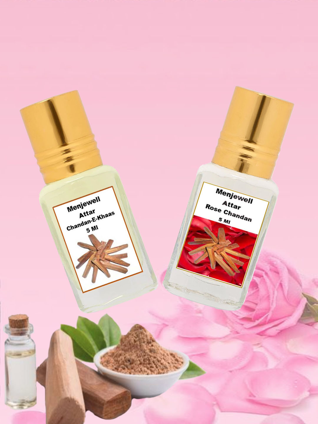 Menjewell Pack Of 2 Chandan-E-Khaas & Rose Chandan Attar