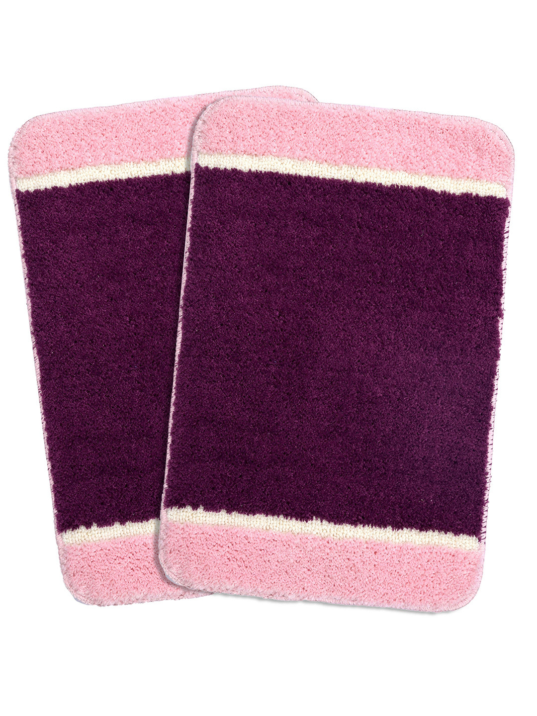 Saral Home Set Of 2 Purple & Pink Solid Anti-Skid Bath Rugs
