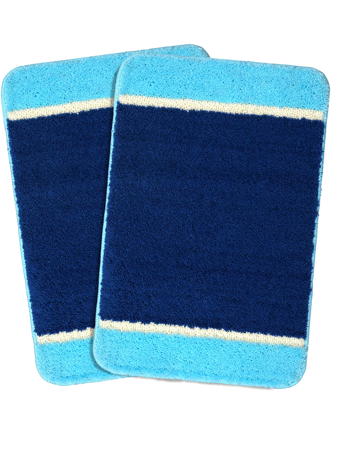 Saral Home Blue & White Soft Microfiber Anti-Skid Bathmat