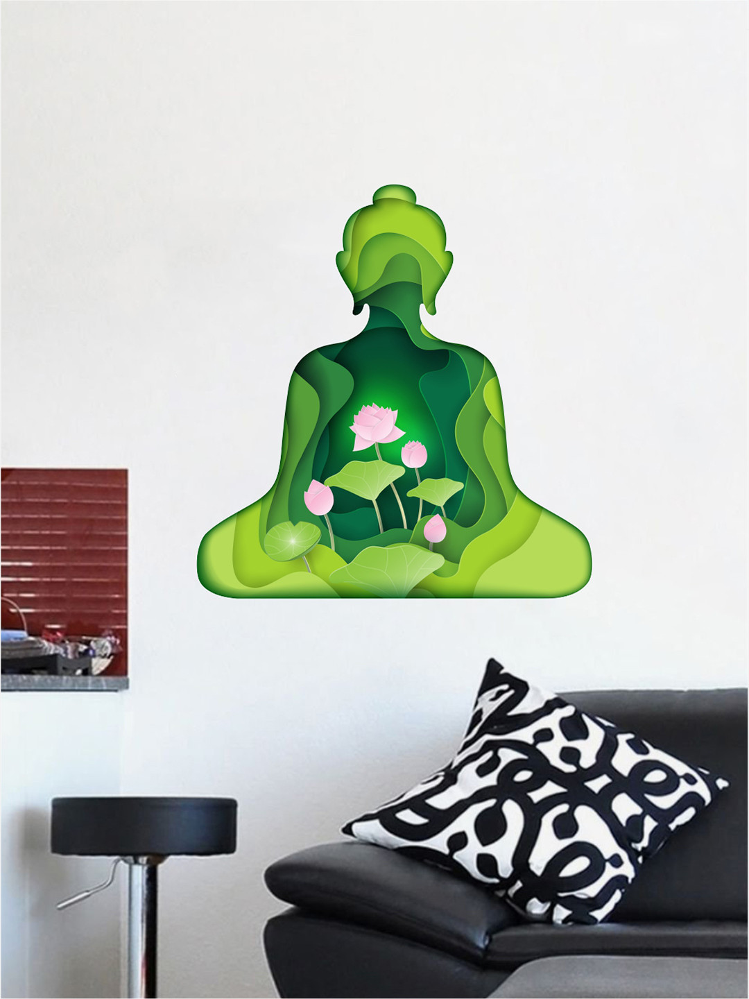 rawpockets Green & Pink Buddha Wall Sticker