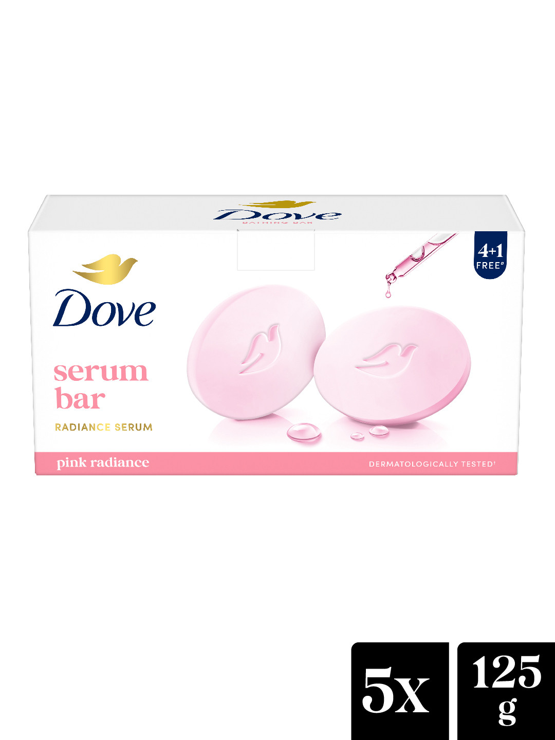 Dove Set of 5 Pink Rosa Beauty Bathing Bar for Soft Smooth & Moisturised Skin - 125g each