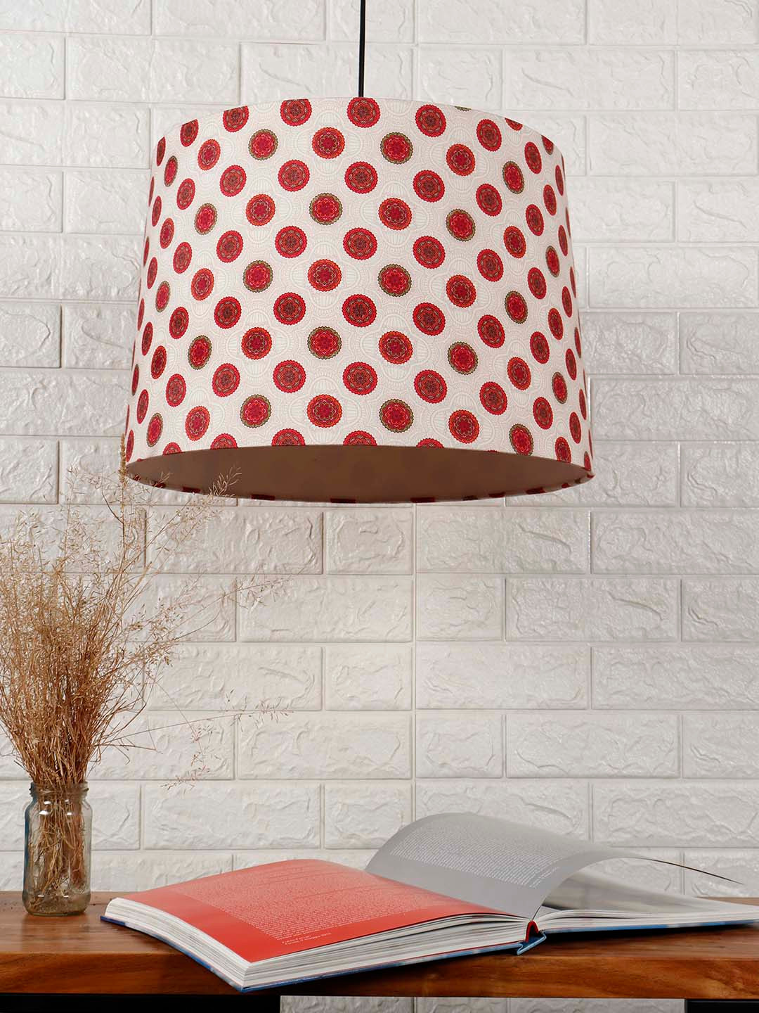 Grated Ginger Red & White Mandala Printed Hanging Light