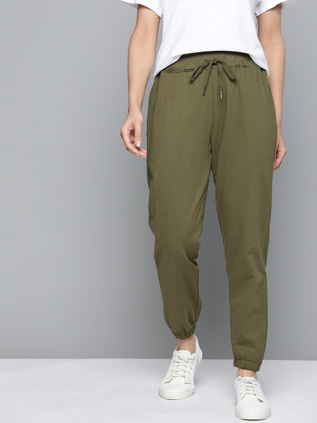 Go Colors Joggers  Buy Go Colors Women Solid Cotton Olive Green Cuffed  Joggers Online  Nykaa Fashion