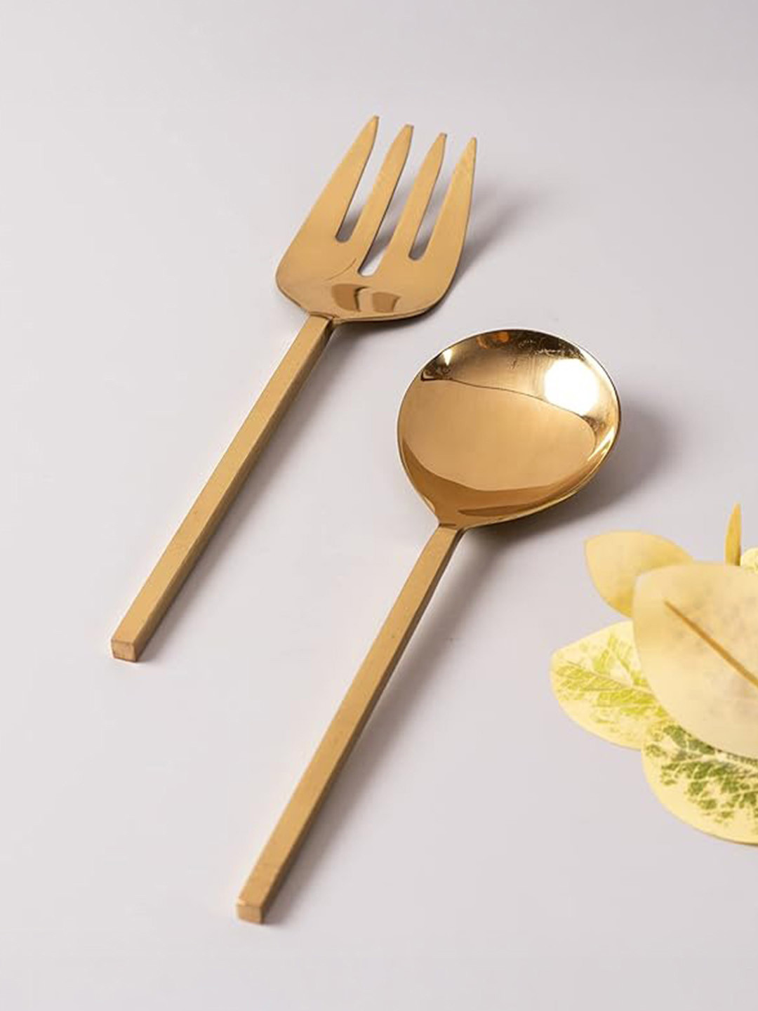 nestroots Set Of 2 Gold-Toned Solid Stainless Steel Spoon Set