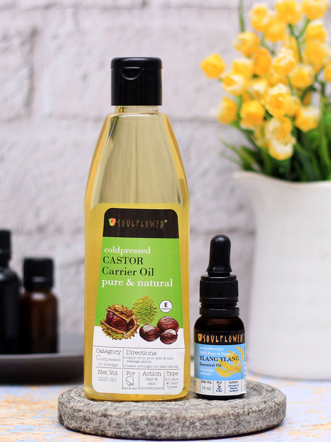 Soulflower Castor Carrier Oil & Ylang Ylang Essential Oil Combo 340 ml