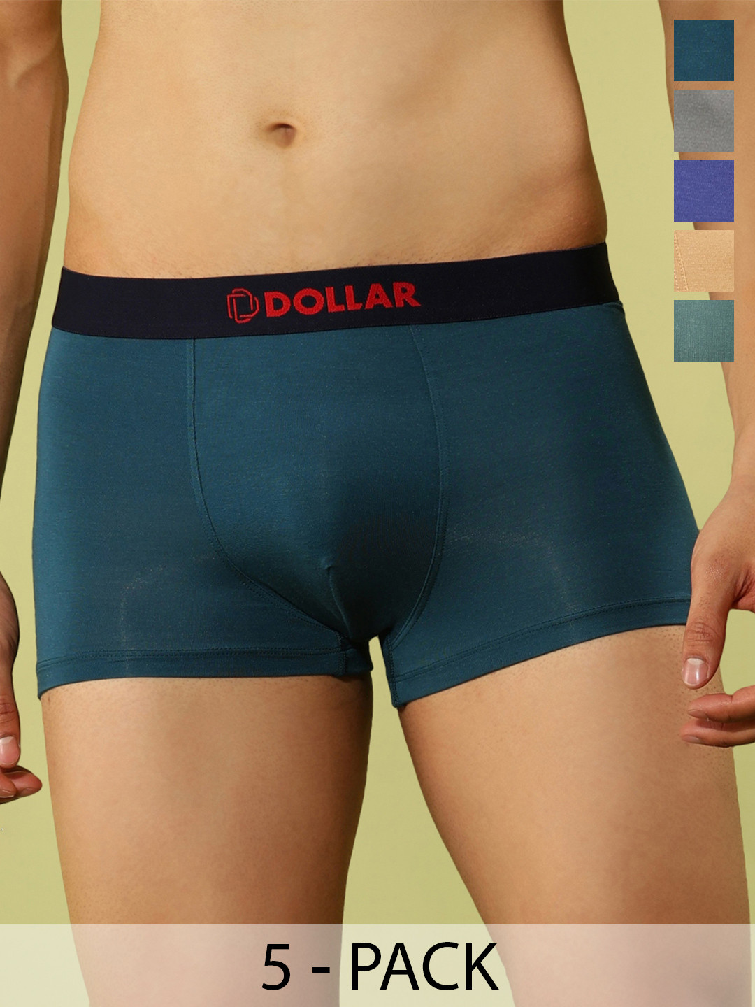 Dollar Bigboss Men Solid Pack of 5 Micro Modal Contoured Pouch Trunk