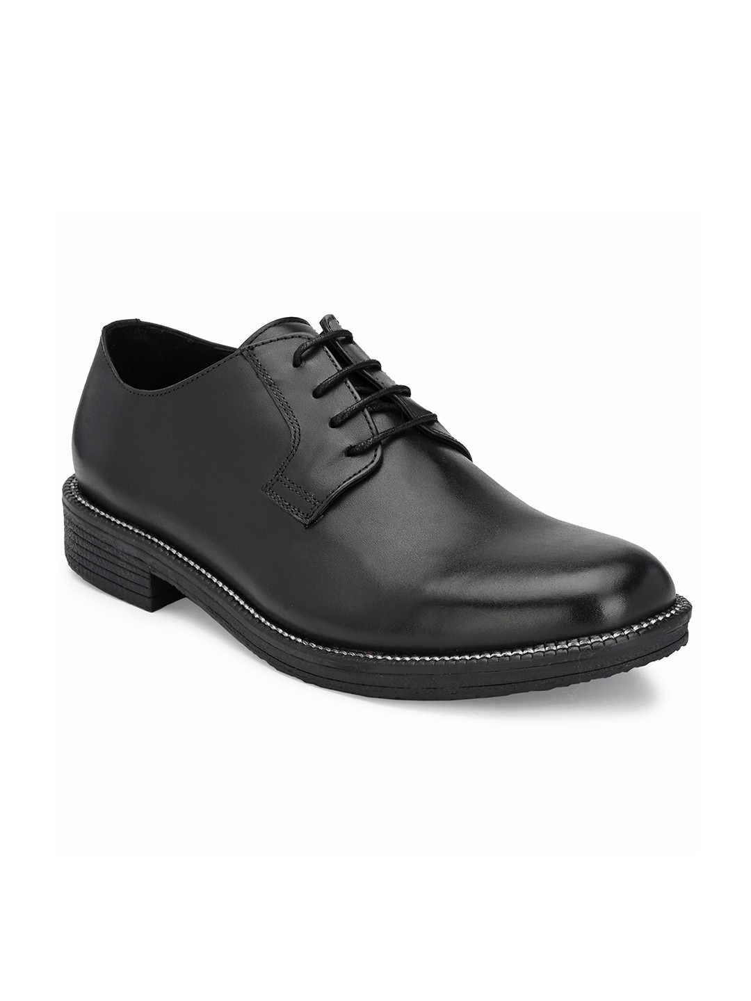 CARLO ROMANO Men Black Leather Formal Derbys