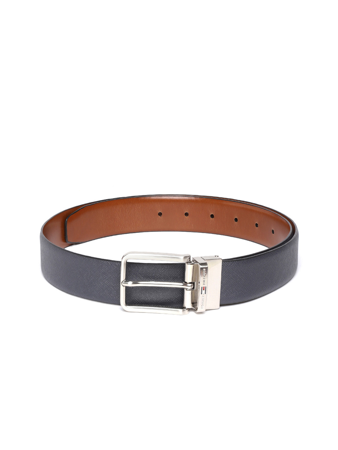 Tommy Hilfiger Men Navy Blue & Tan Brown Solid Reversible Leather Belt