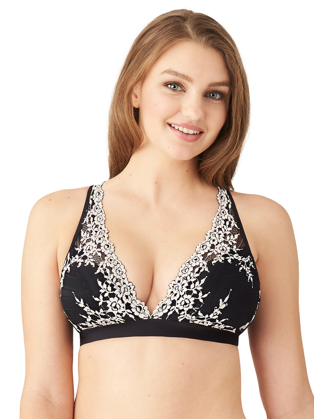Wacoal Black Lace Medium-Coverage Plunge Embellished Bra 852191