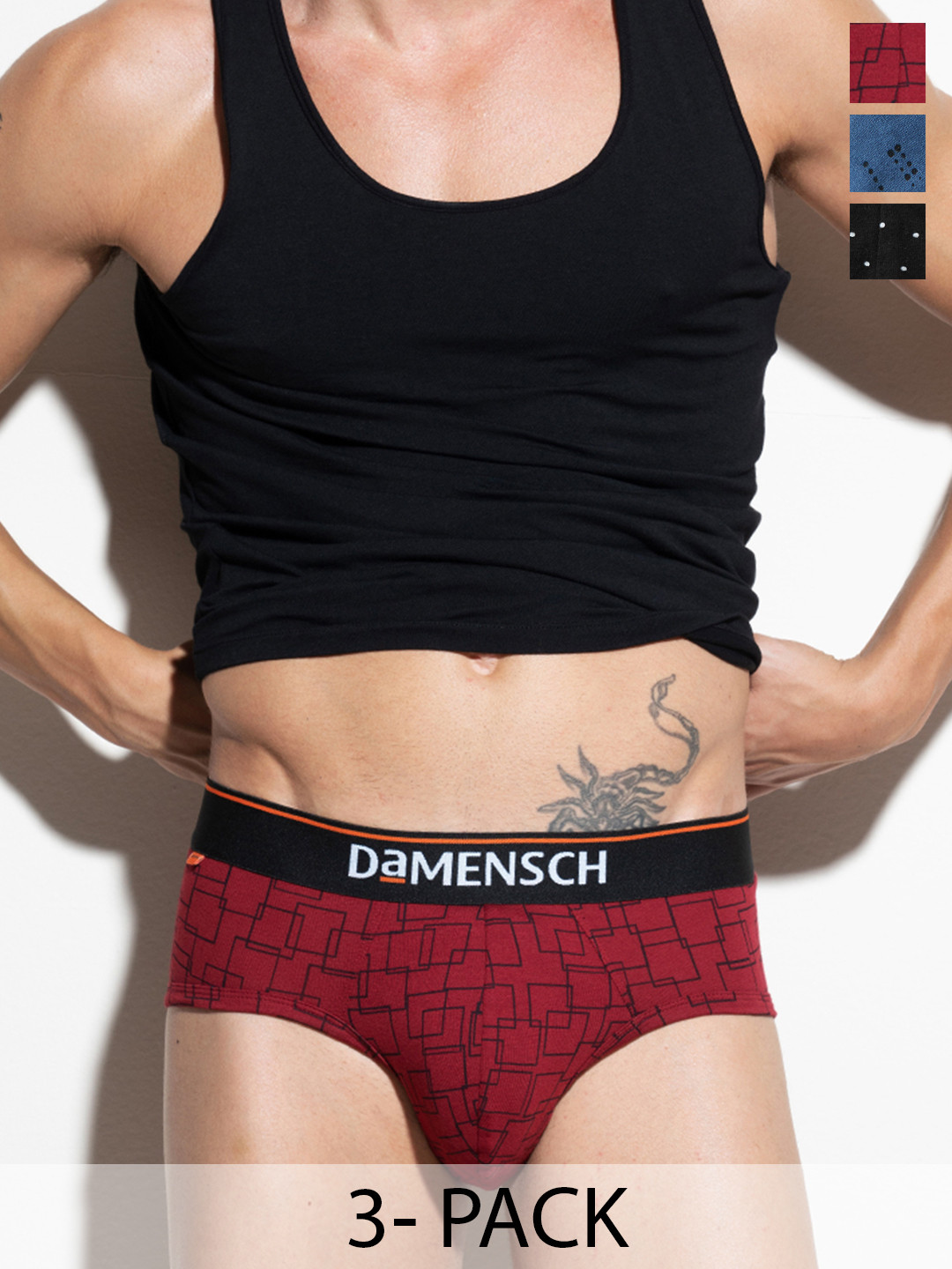 DAMENSCH Pack of 3 Deo-Cotton Anti Bacterial Basic Briefs DAM-CTP-B-MRB-SPB-SNR