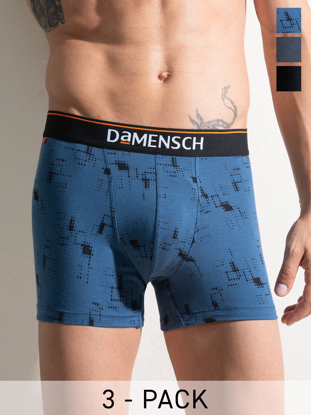 DAMENSCH Men Pack Of 3 Deo-Cotton Deodorizing Anti Bacterial Trunks DAM-CTM-T-MRB-SWB-DRG
