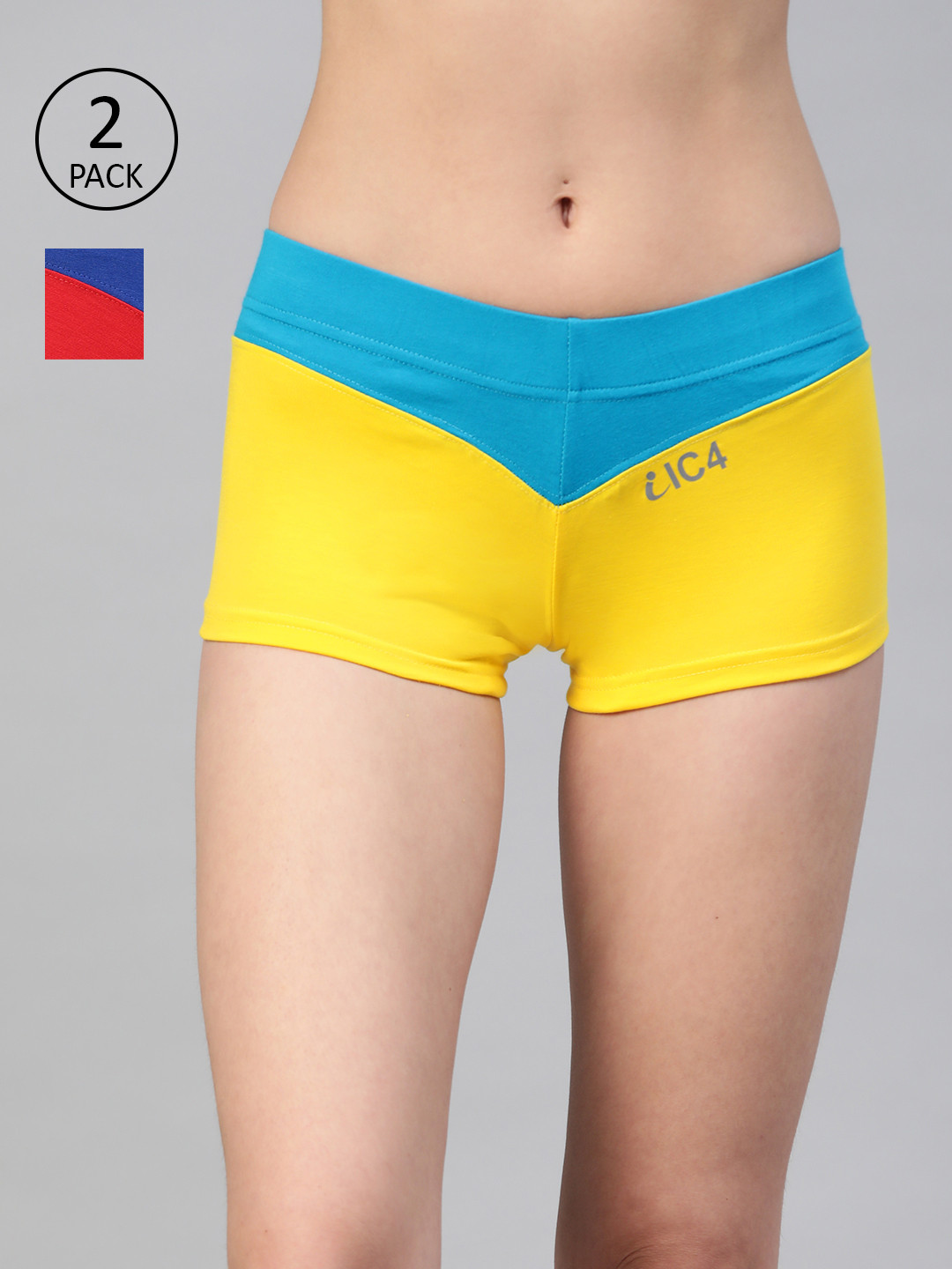 IC4 Women Pack of 2 Colourblocked Boy Shorts 0RBR-TBY-1008P2