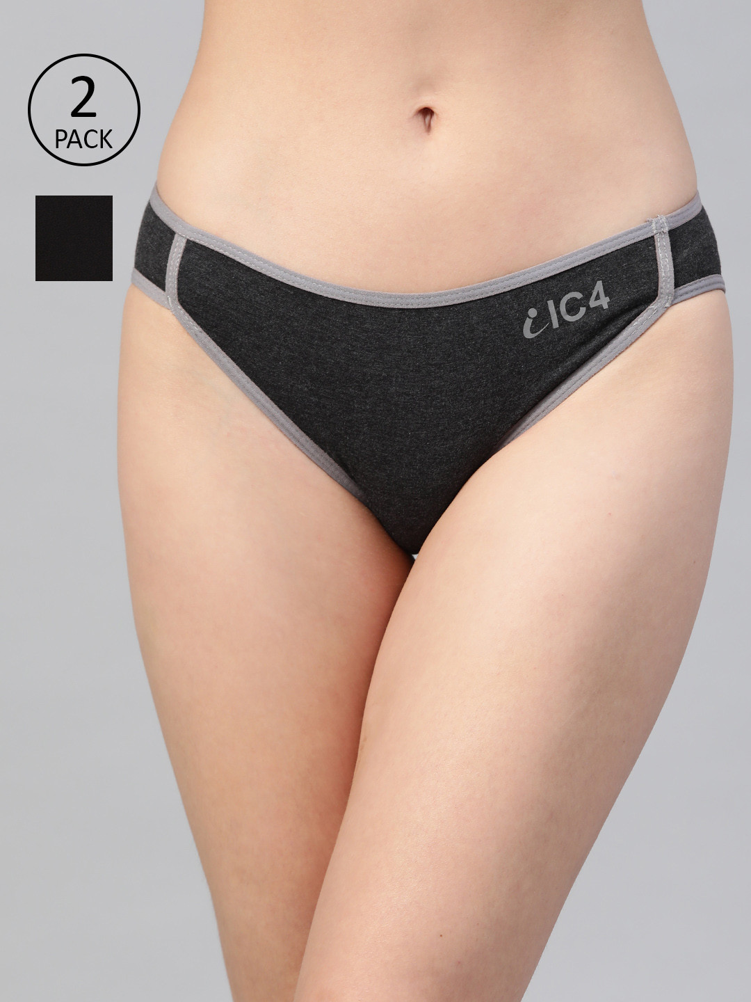 IC4 Women Pack of 2 Solid Bikini Briefs 0B-C-1003P2