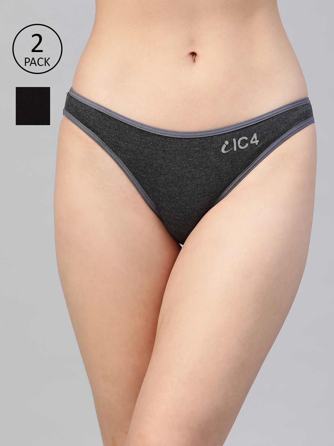 IC4 Women Pack of 2 Solid Bikini Briefs 0B-C-1001P2