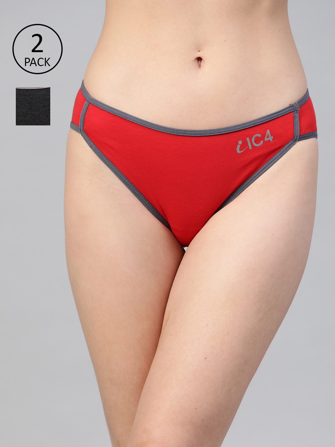 IC4 Women Pack of 2 Solid Bikini Briefs 0C-R-1003P2