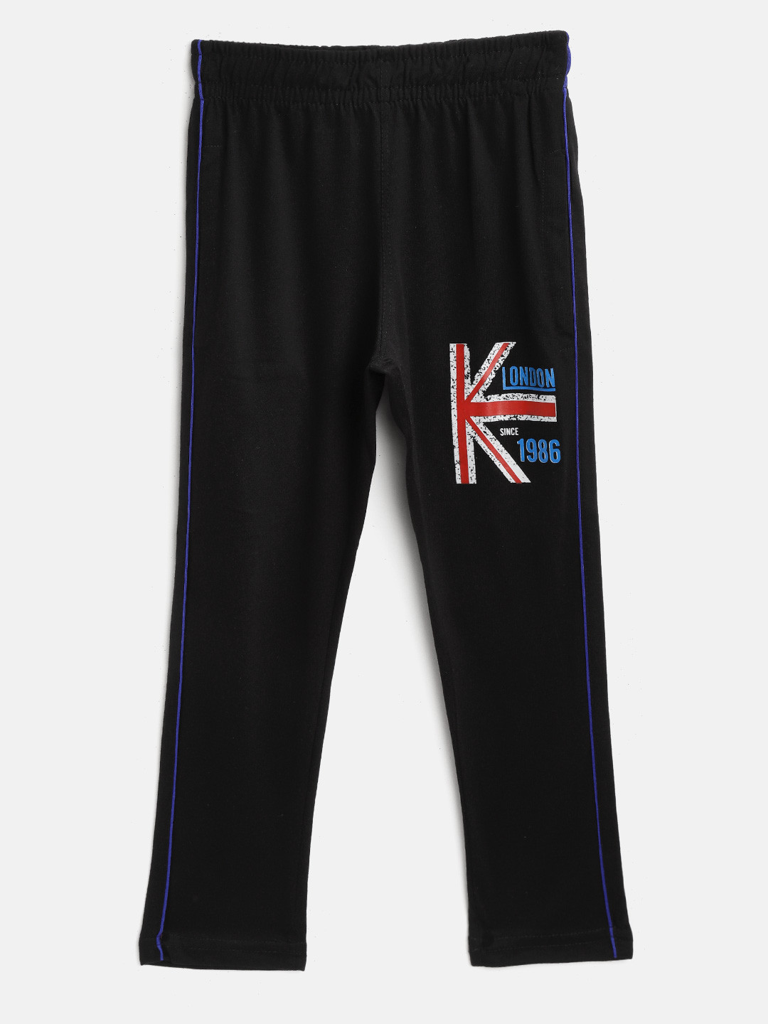 CHIMPRALA Kids Black & Red Printed Detail Cotton Antimicrobial Track Pants