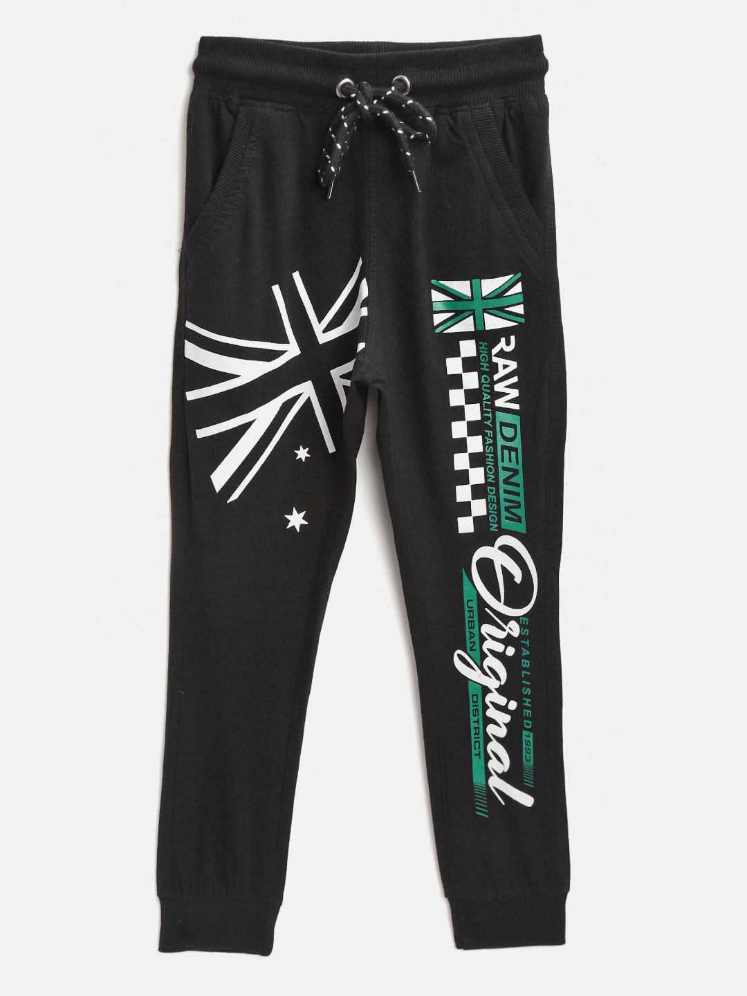 CHIMPRALA Kids Black & White Graphic Print Cotton Antimicrobial Joggers