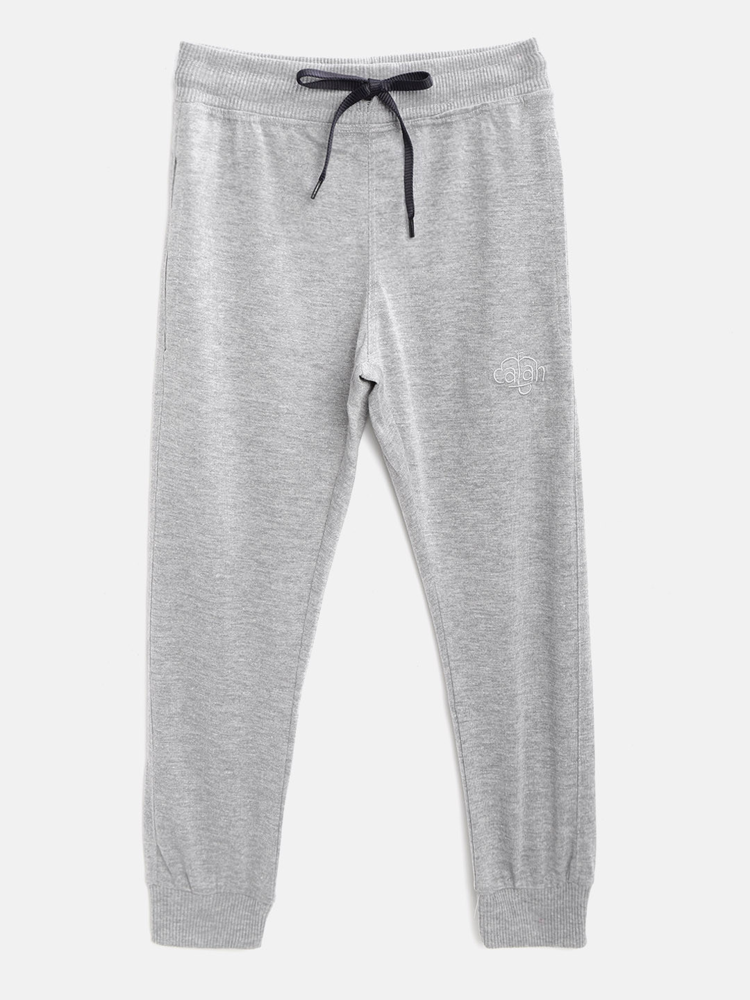 CHIMPRALA Kids Grey Melange Solid Cotton Antimicrobial Joggers