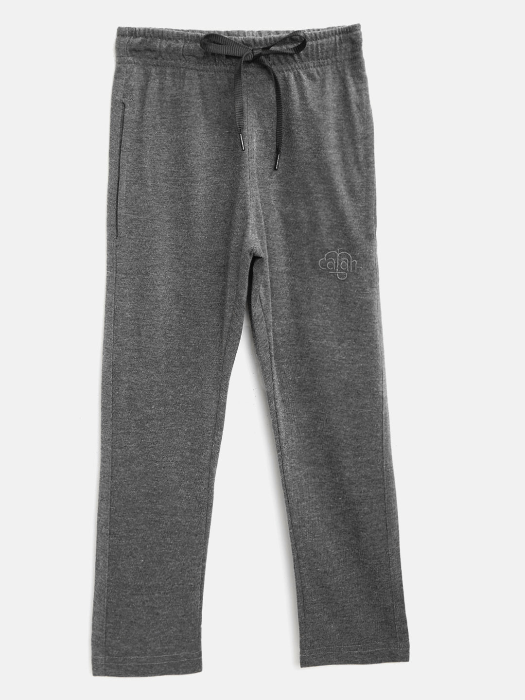 CHIMPRALA Kids Charcoal Grey Solid Cotton Antimicrobial Track Pants