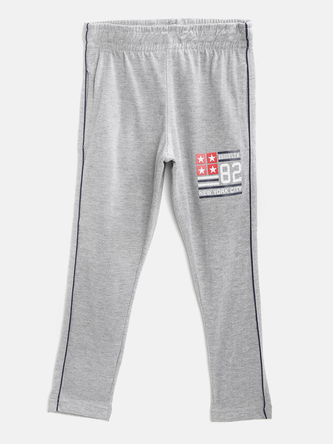 CHIMPRALA Kids Grey Melange Solid Cotton Antimicrobial Track Pants