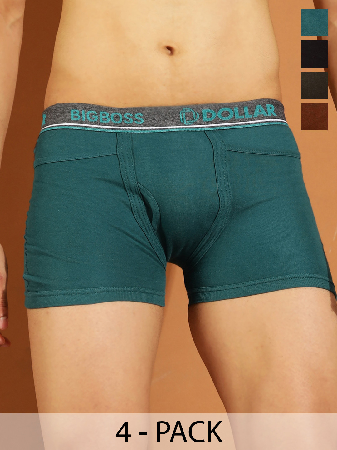Dollar Bigboss Men Solid Pack of 4 Intrerlock Pocket Trunk