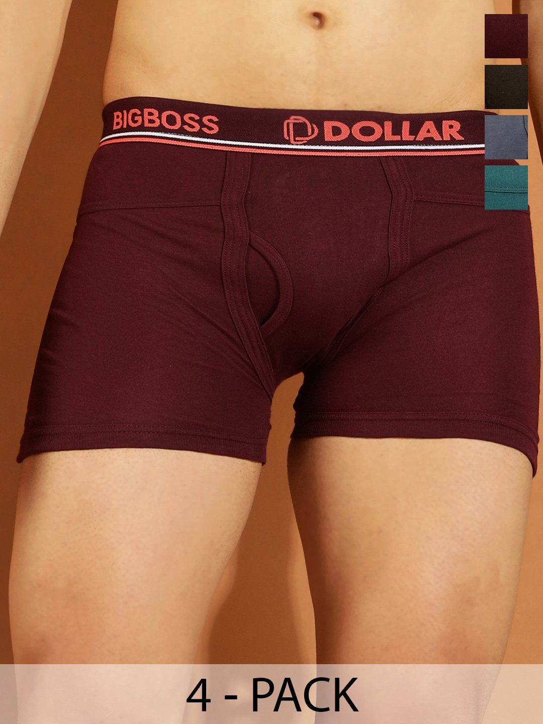 Dollar Bigboss Men Solid Pack of 4 Intrerlock Pocket Trunk