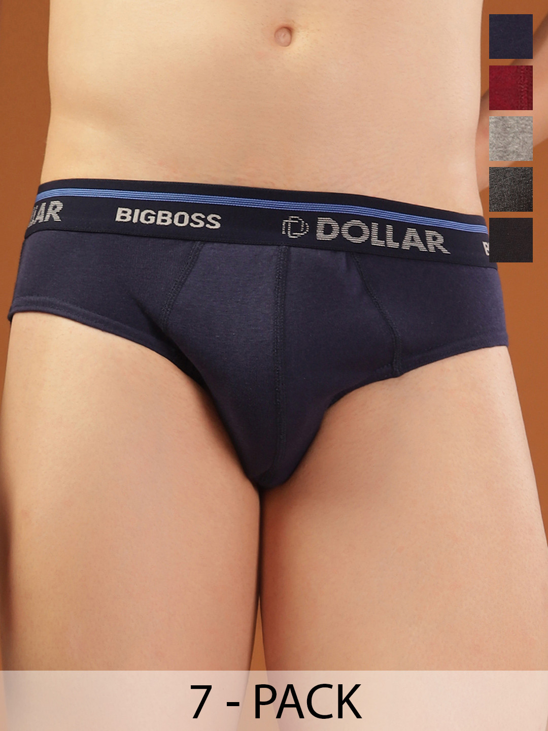 Dollar Bigboss Men Solid Pack of 7 Cotton Superior Snug Fit Brief