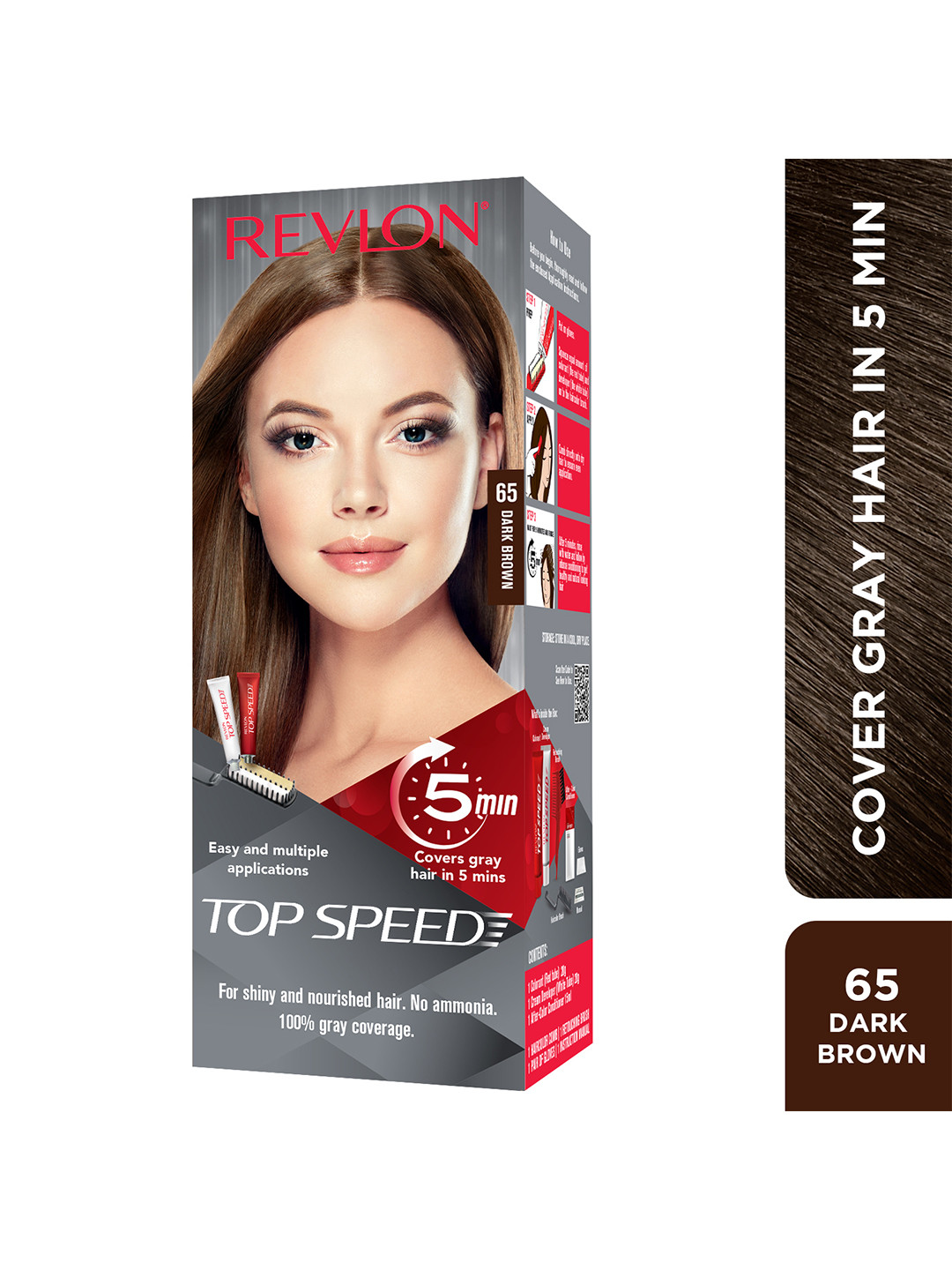 Revlon Top Speed Hair Color Small Pack - Dark Brown 65