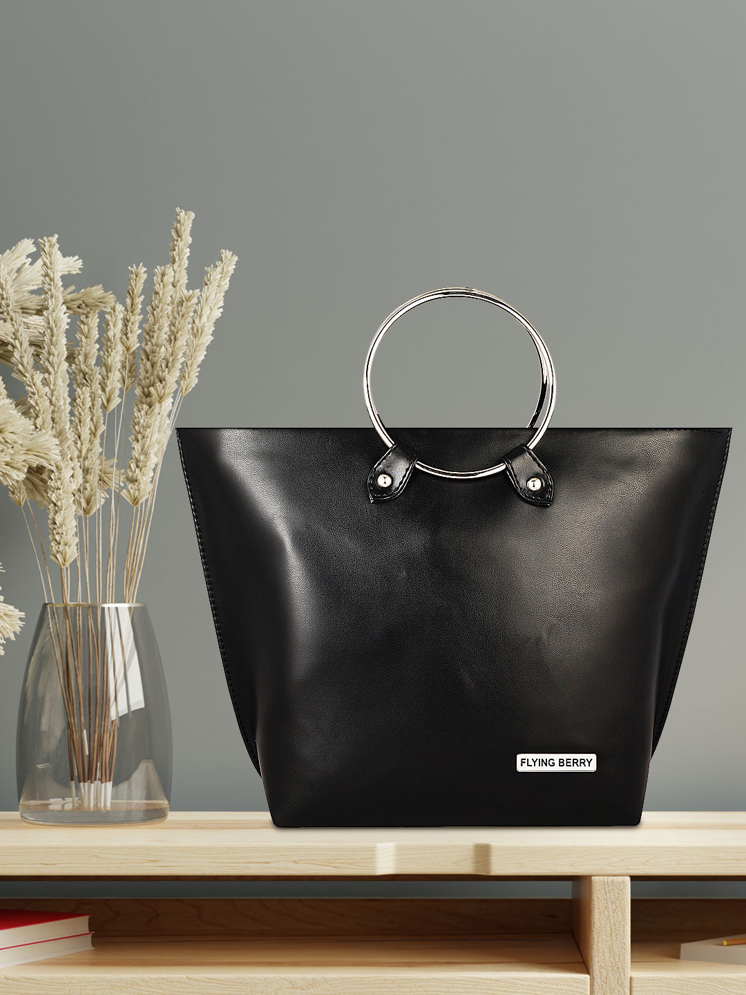 FLYING BERRY Black Solid Tote Bag