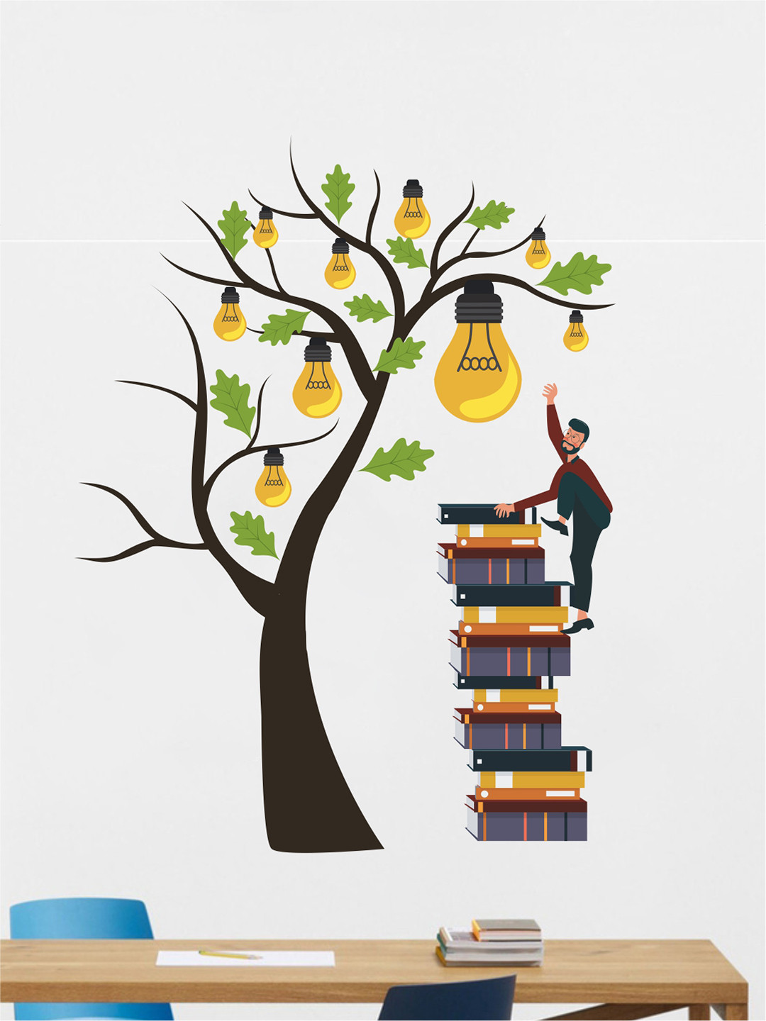 rawpockets Beige & Green Wall Stickers