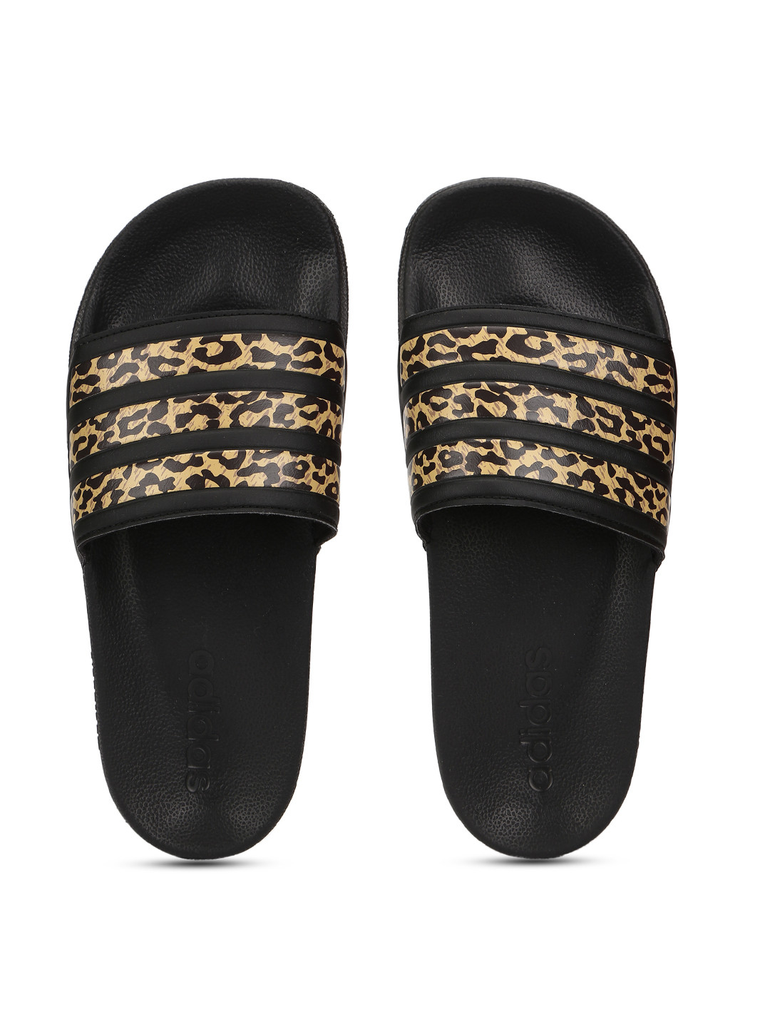 Buy ADIDAS Women Black \u0026 Beige Leopard Printed Adilette Shower Sliders - Flip  Flops for Women 13442084 | Myntra