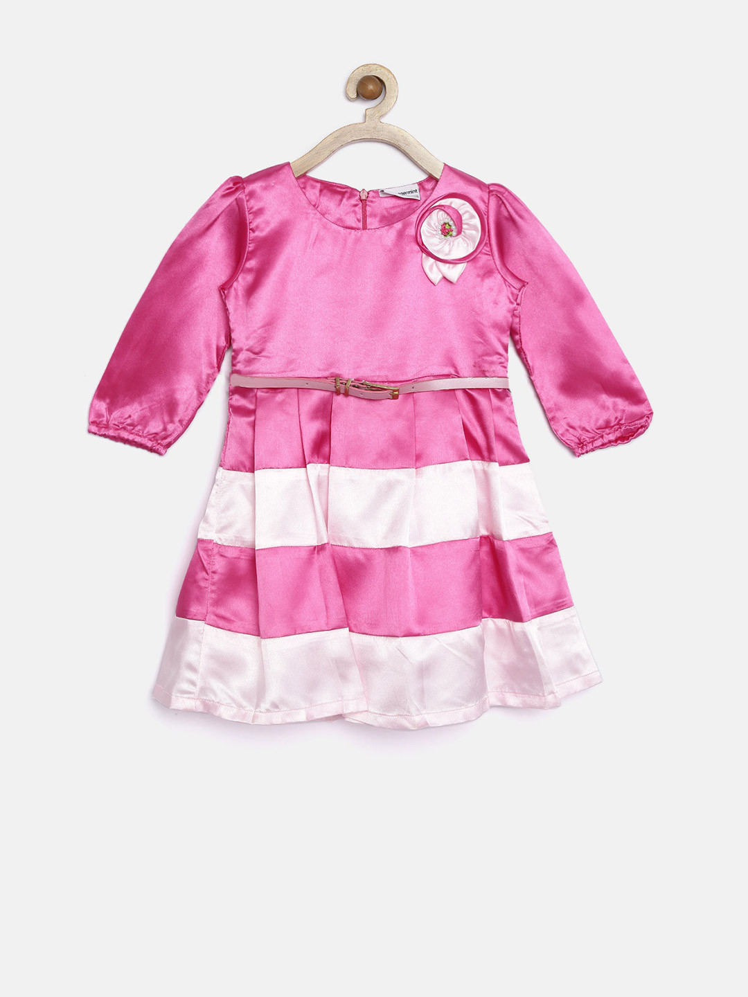 Peppermint Girls Pink Polyester Fit & Flare Dress