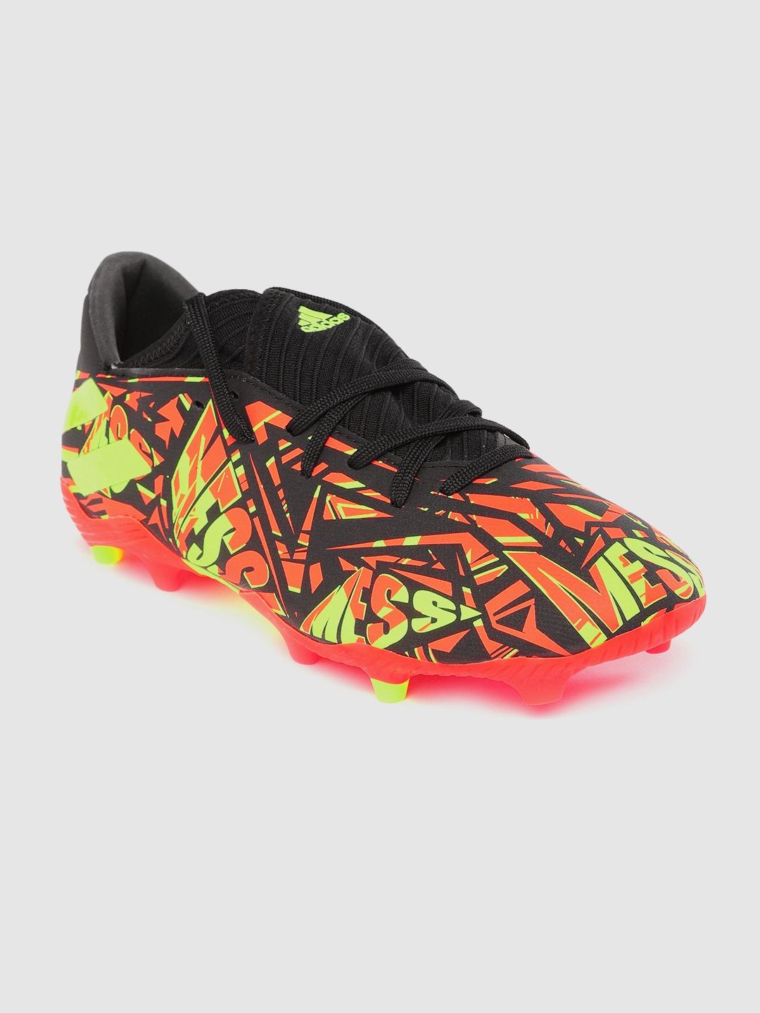 ADIDAS Men Black Orange Printed Nemeziz Messi 0.3 Fixed Ground Cleated Football Shoes