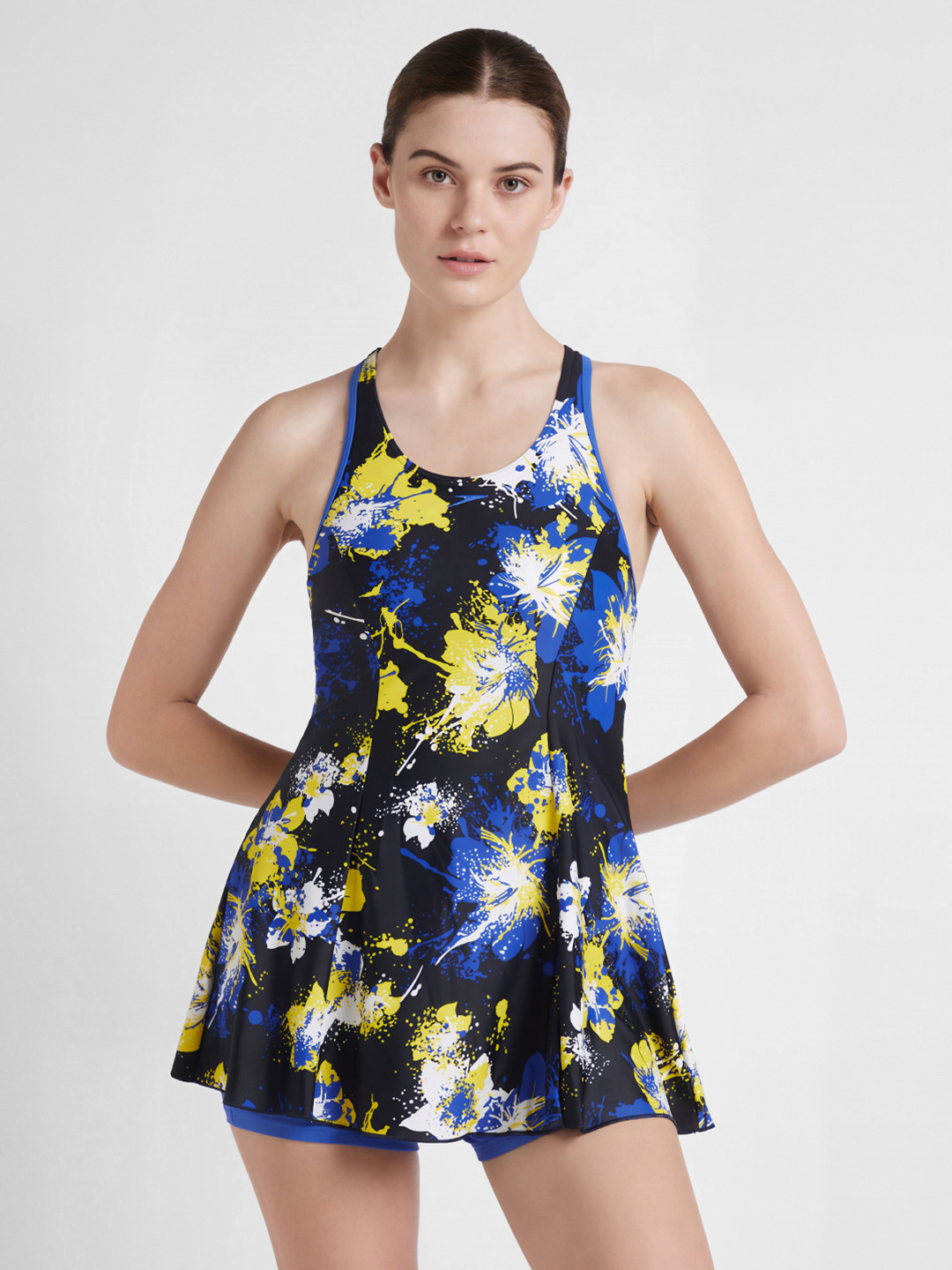 Speedo Black & Yellow Printed Swimwear 808876A786