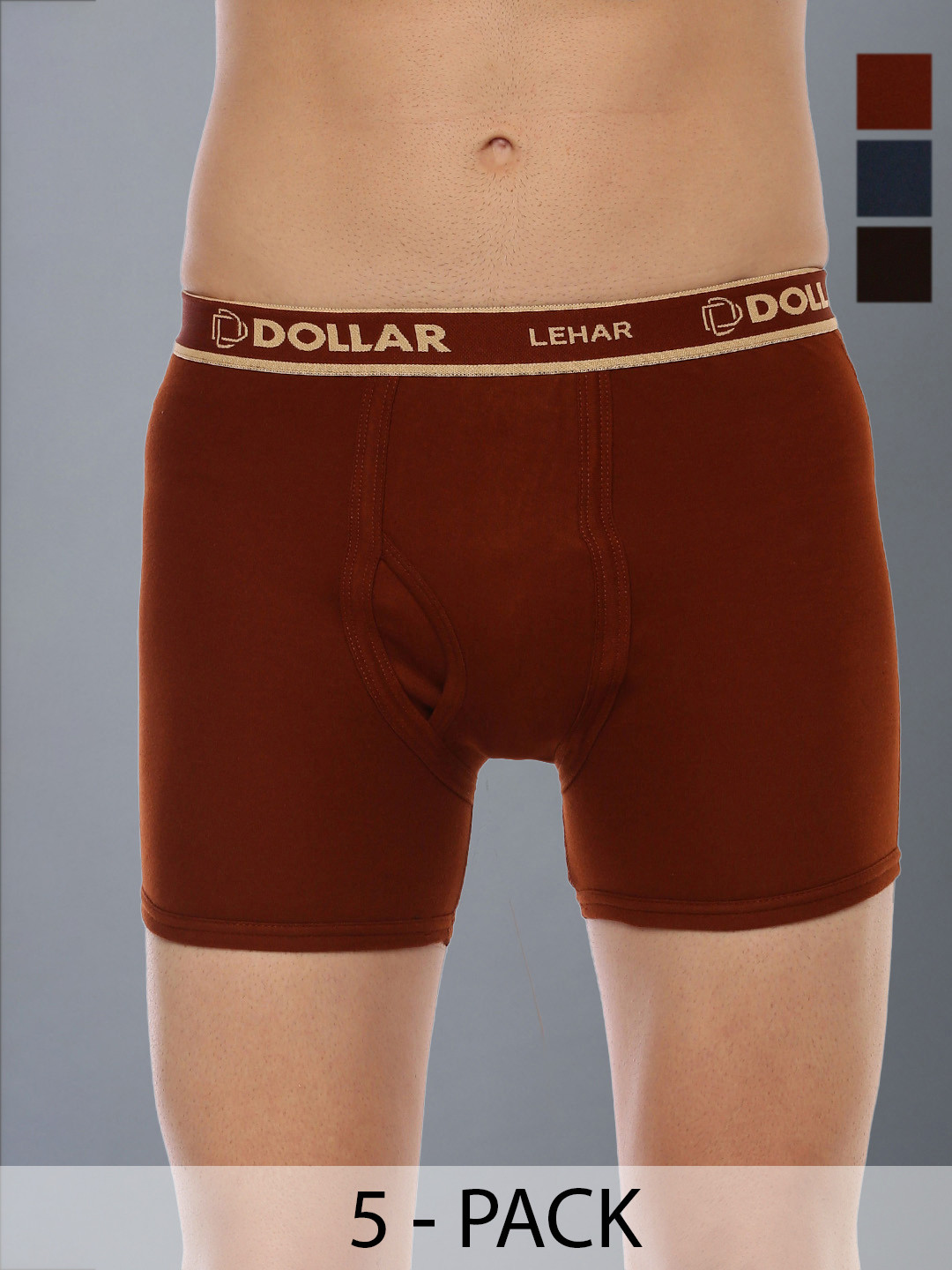 Dollar Lehar Mens Combed Cotton Trunk - Pack of 5 - Assorted