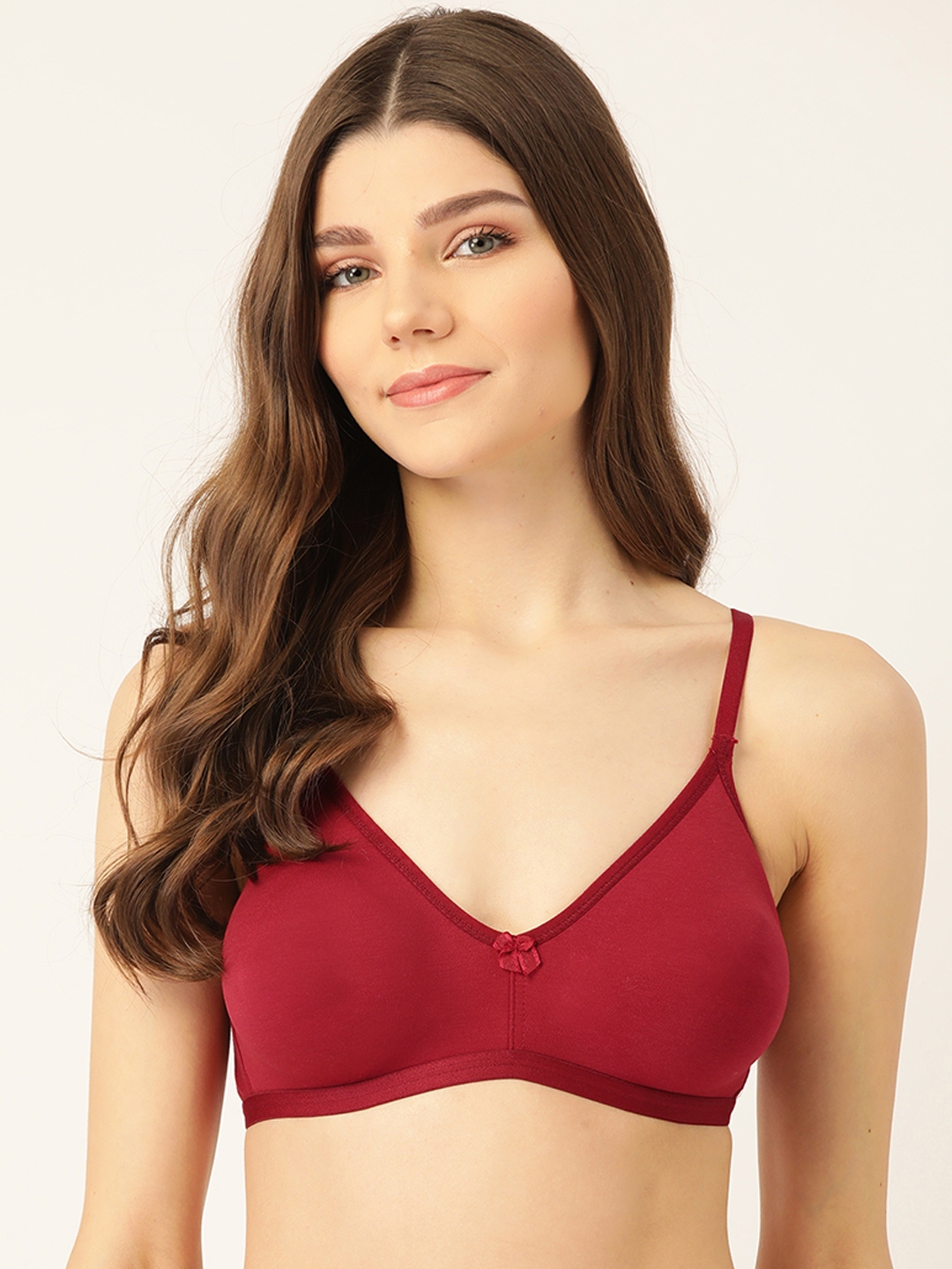 Lady Lyka Maroon Solid Non-Wired Non Padded Pure Cotton T-shirt Bra  LIBERTY-01-MRN