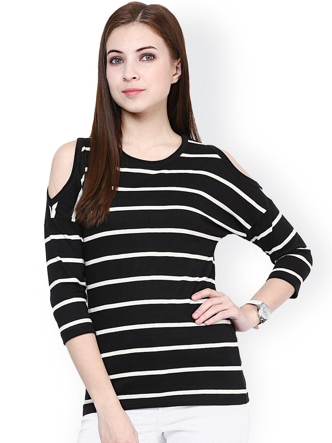 Hypernation Black & White Striped Top