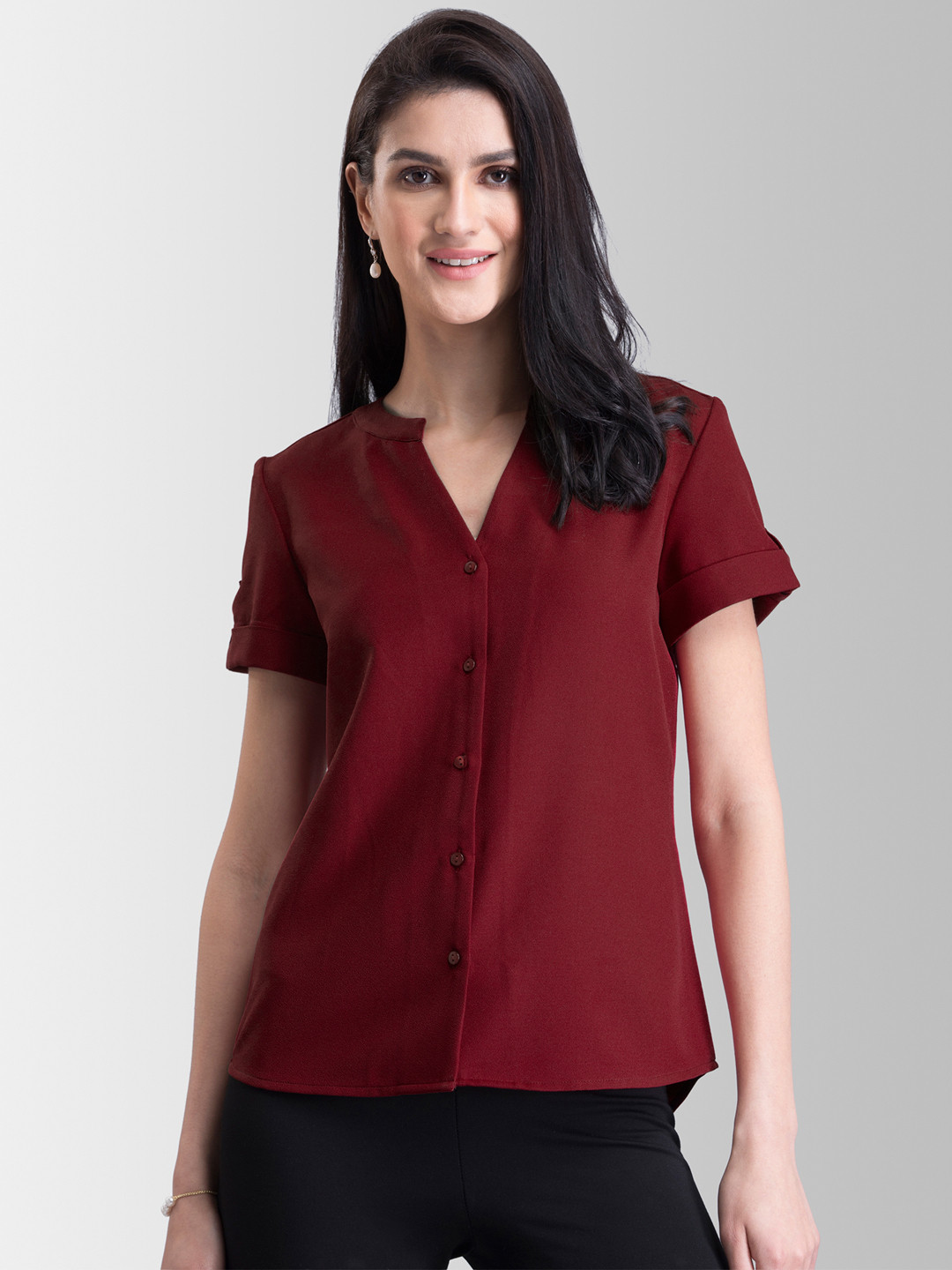 FableStreet Women Red Solid Top