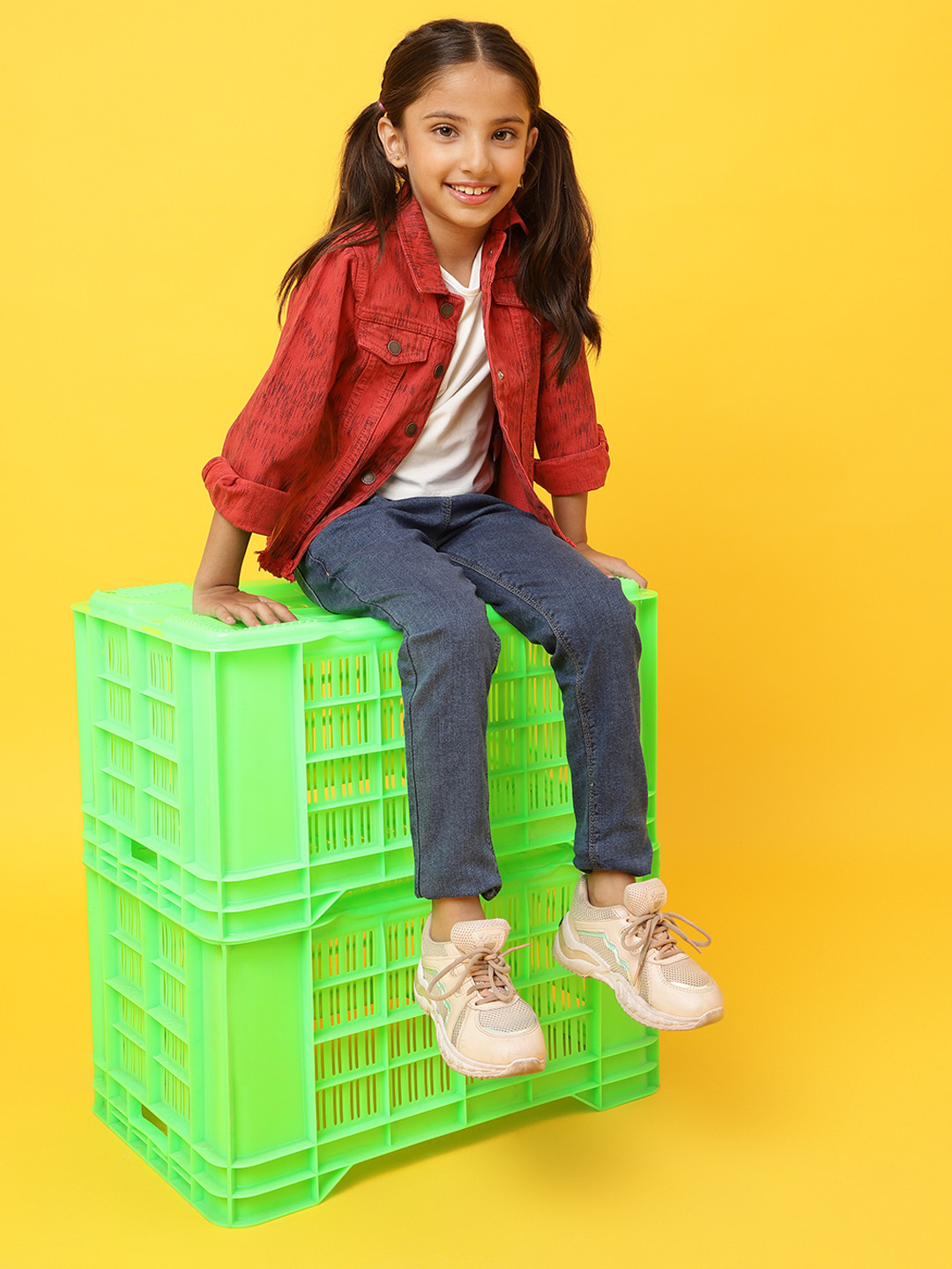 TALES & STORIES Girls Red Printed Tailored Jacket