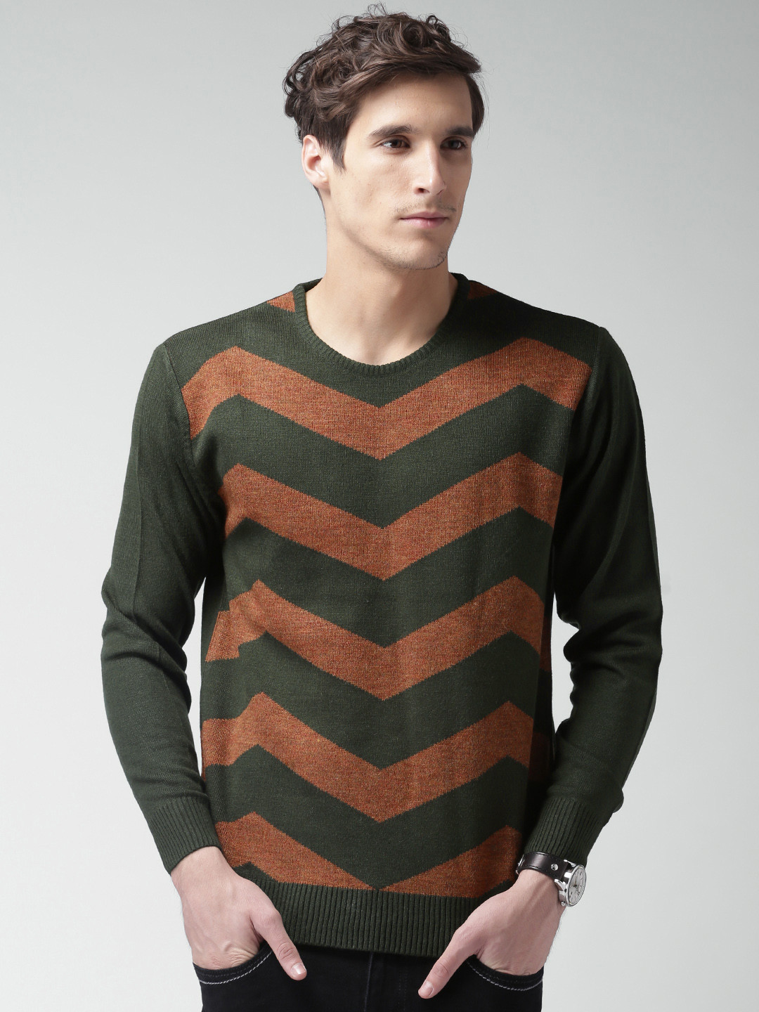 Buy Mast \u0026 Harbour Men Green Chevron 