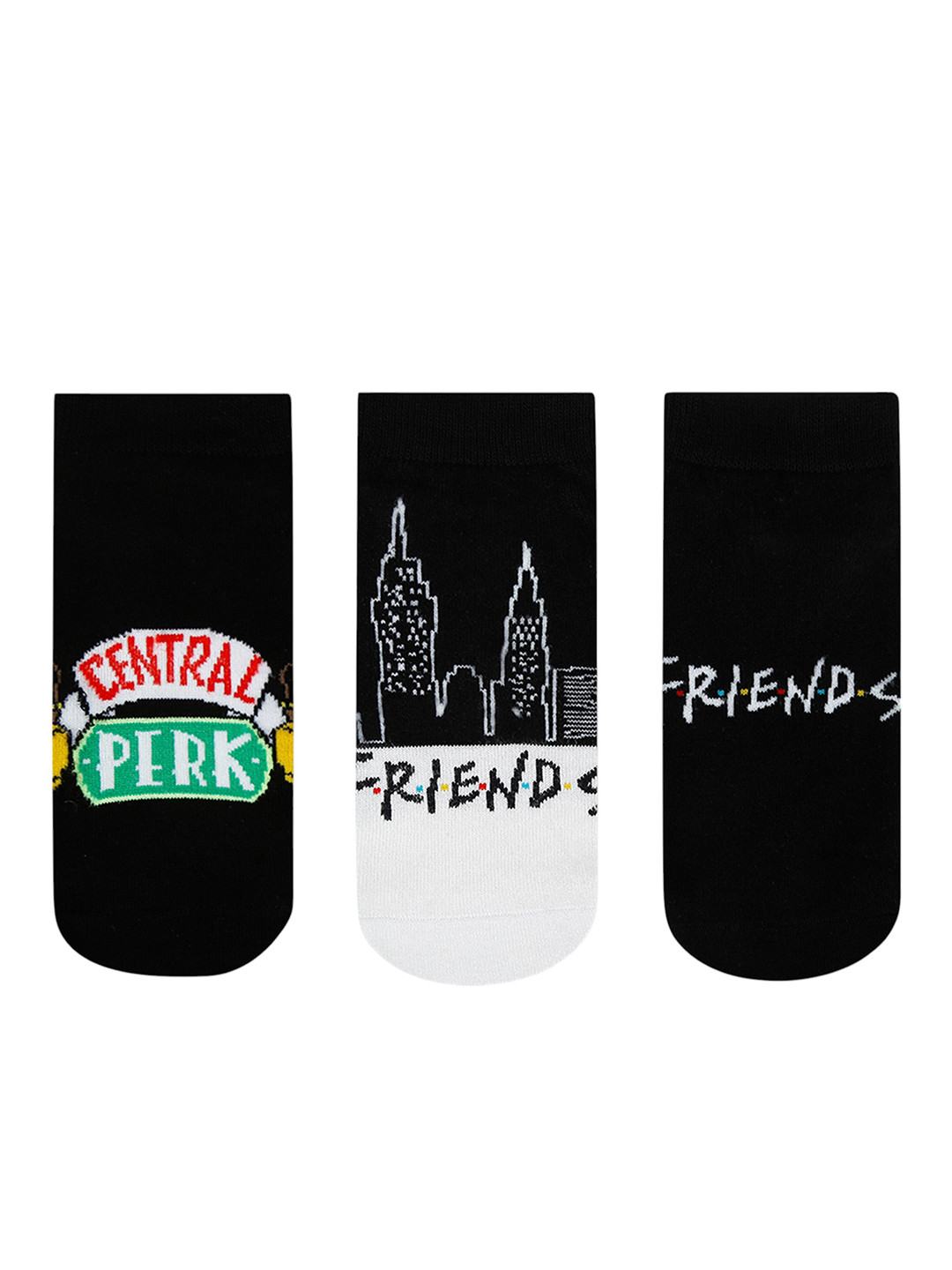 Socksxpress F.R.I.E.N.D.S Series Women Pack Of 3 Patterned Cotton Ankle-Length Socks