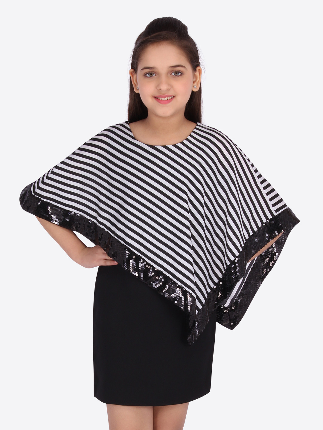 CUTECUMBER Girls Black Striped Sheath Dress