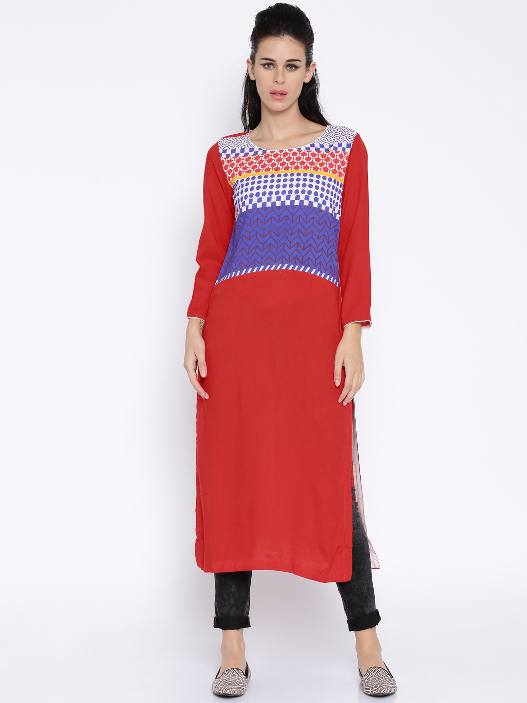 Vishudh Red Printed Kurta