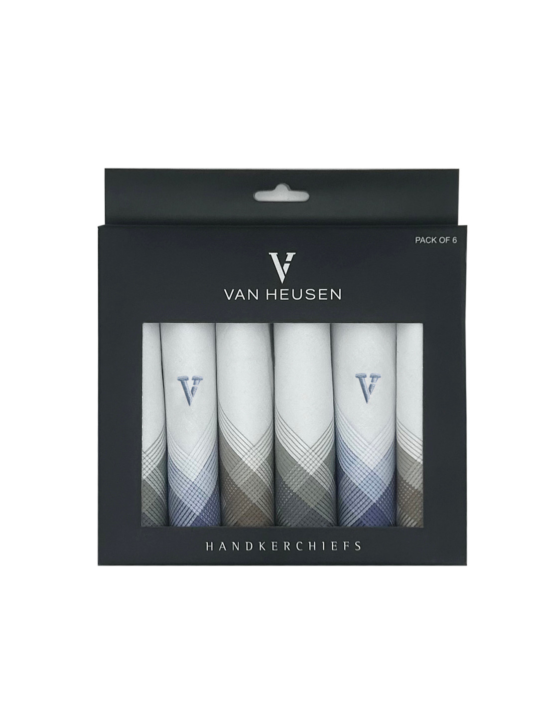 Van Heusen Men Pack Of 6 White Solid Handkerchief Gift Set